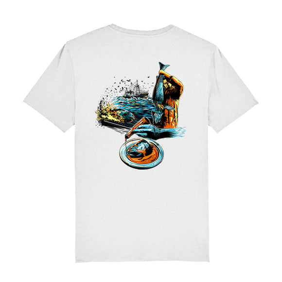 Fallow 'Flaming Cod’s Head & Sriracha Butter Sauce' T-shirt (Ecru)